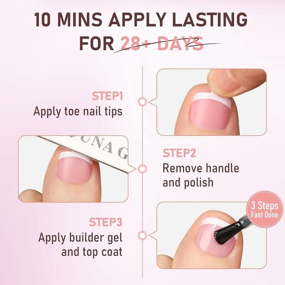 French Toe Nail Press Ons 312pcs Peach Pink Full Cover Toe Nail Tips Press On Na - Picture 3 of 8